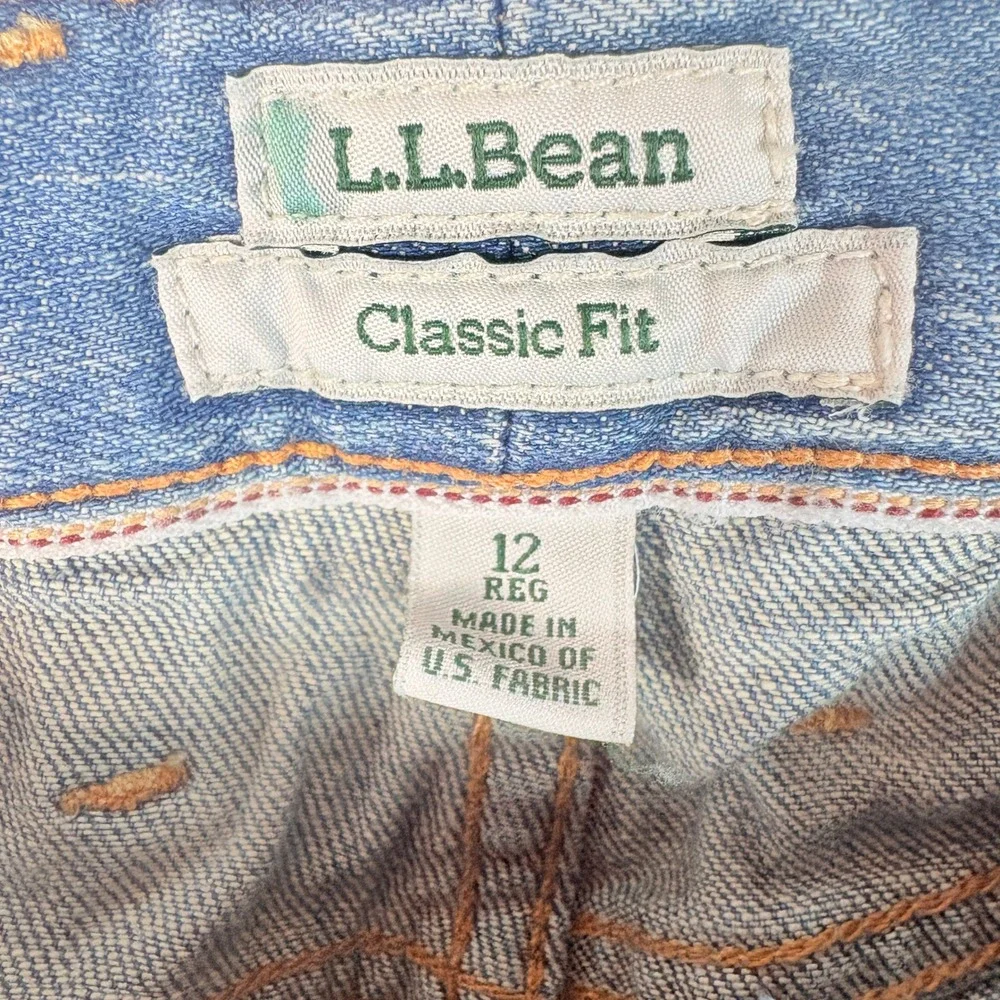 LL Bean Jeans Women Sz 12 Reg Blue Classic‎ Fit Straight Leg Medium Wash